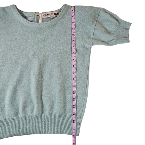 Vintage Chaus Petites Cropped Sweater, Lambs Wool&Rabbit Hair,Light Blue, PSmall - Picture 5 of 8